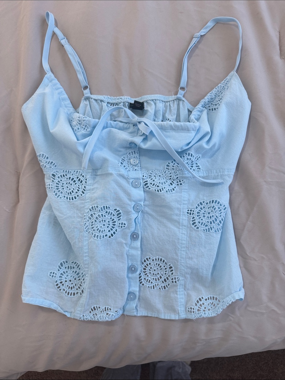 wild fable Pale Blue Eyelet Button-Front Tank
